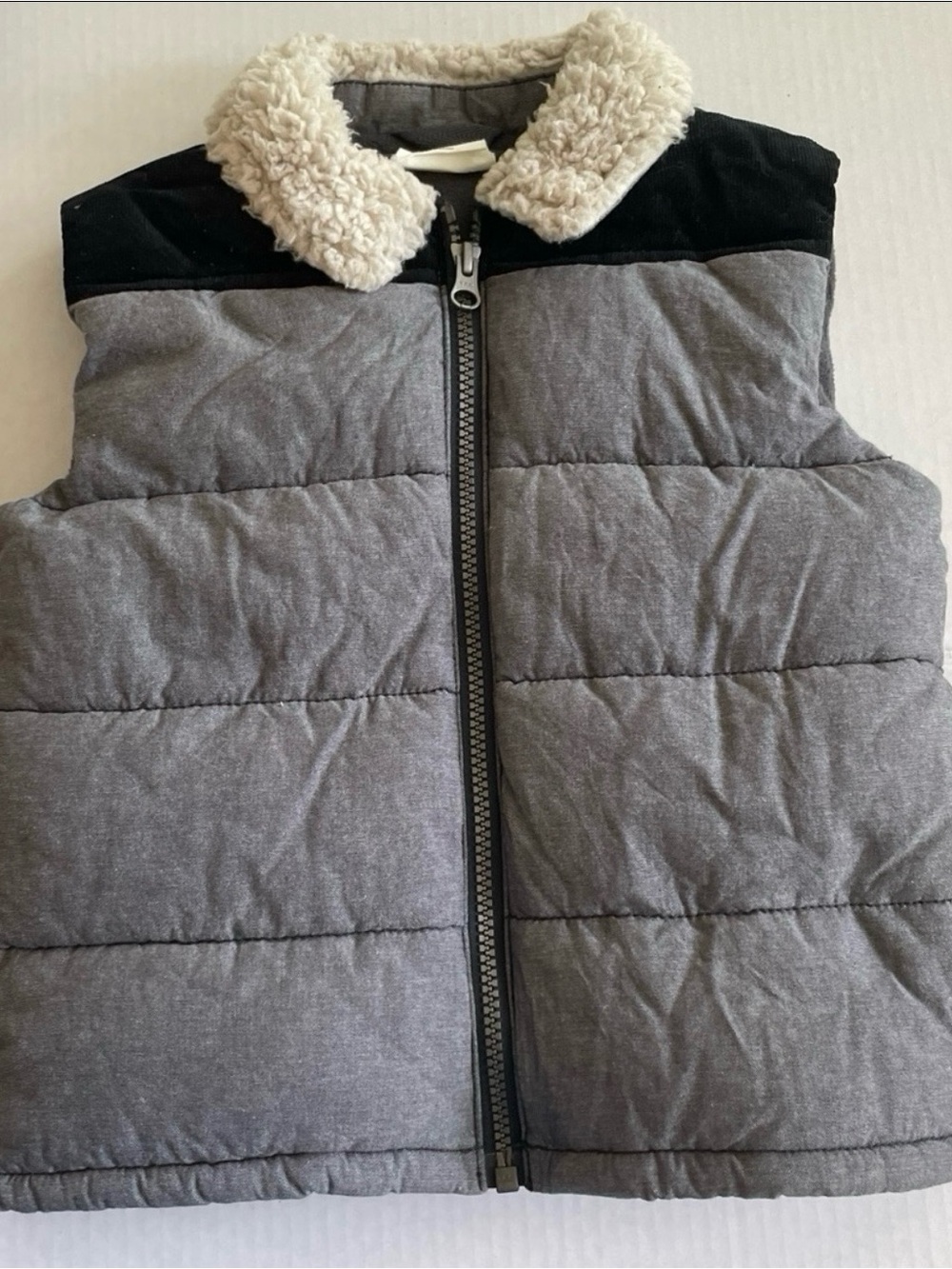 Gray Puffer Vest With Sherpa Collar Boys Crazy 8 Size 4T